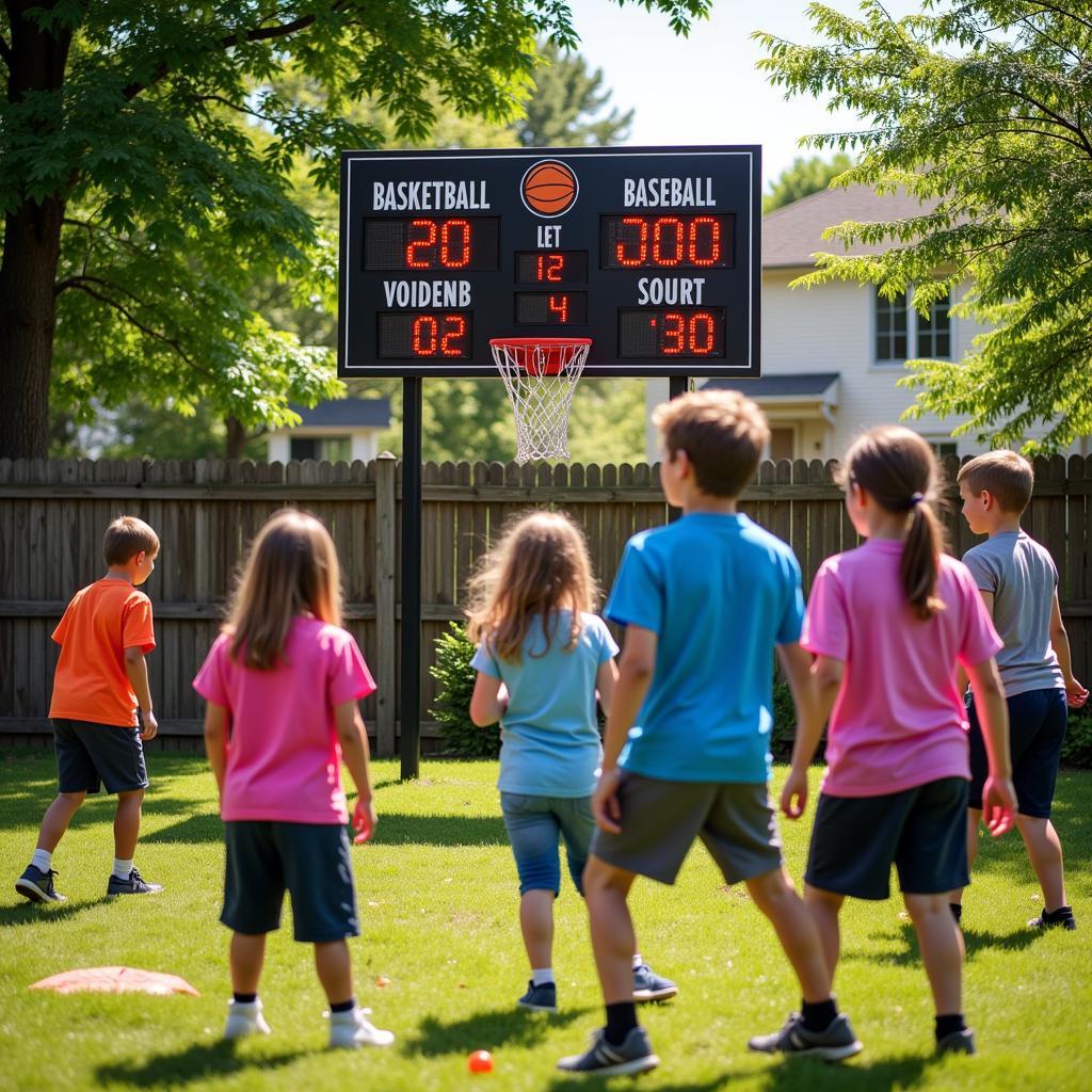 Backyard scoreboard for various sports