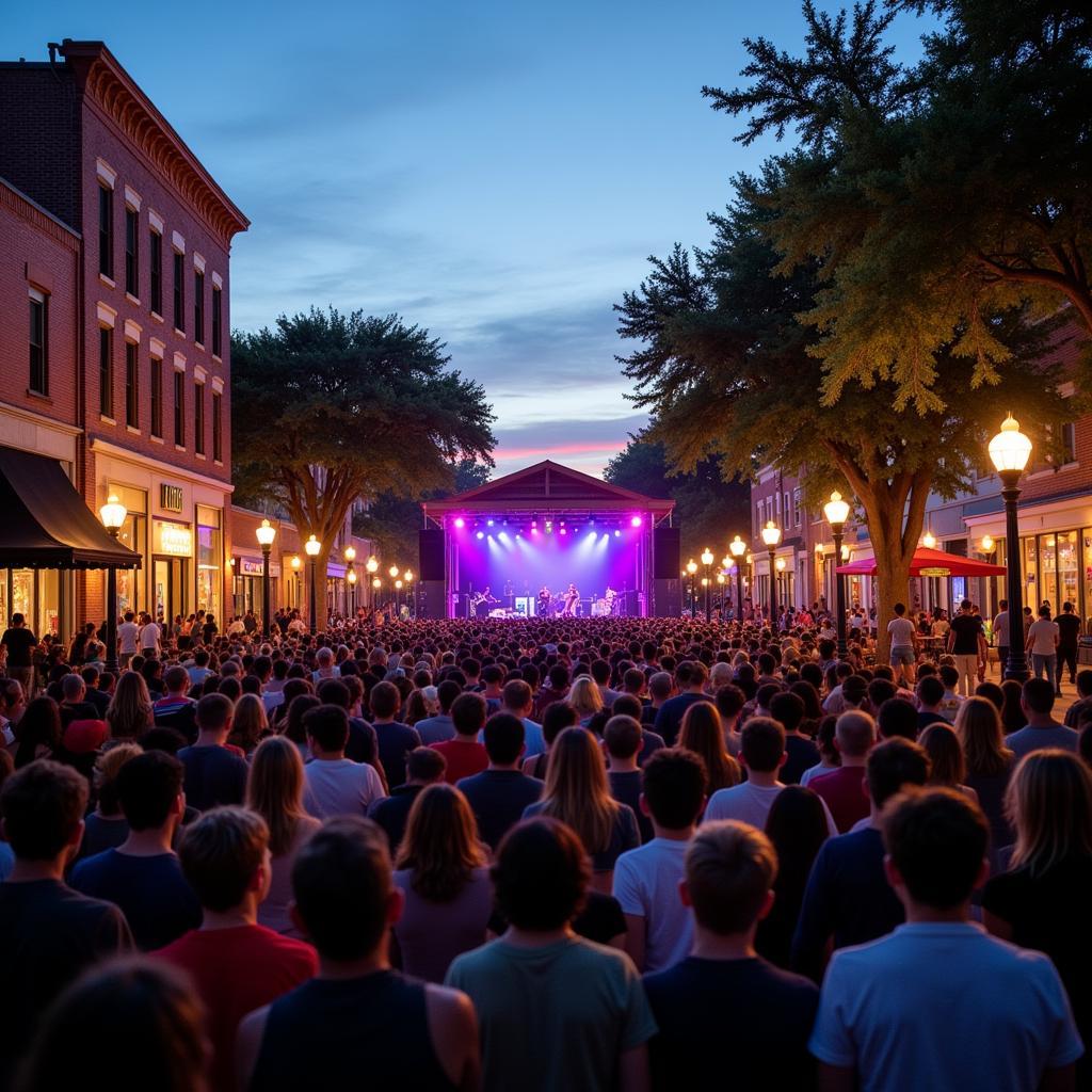 Cheering crowd at Music on Main Denison TX