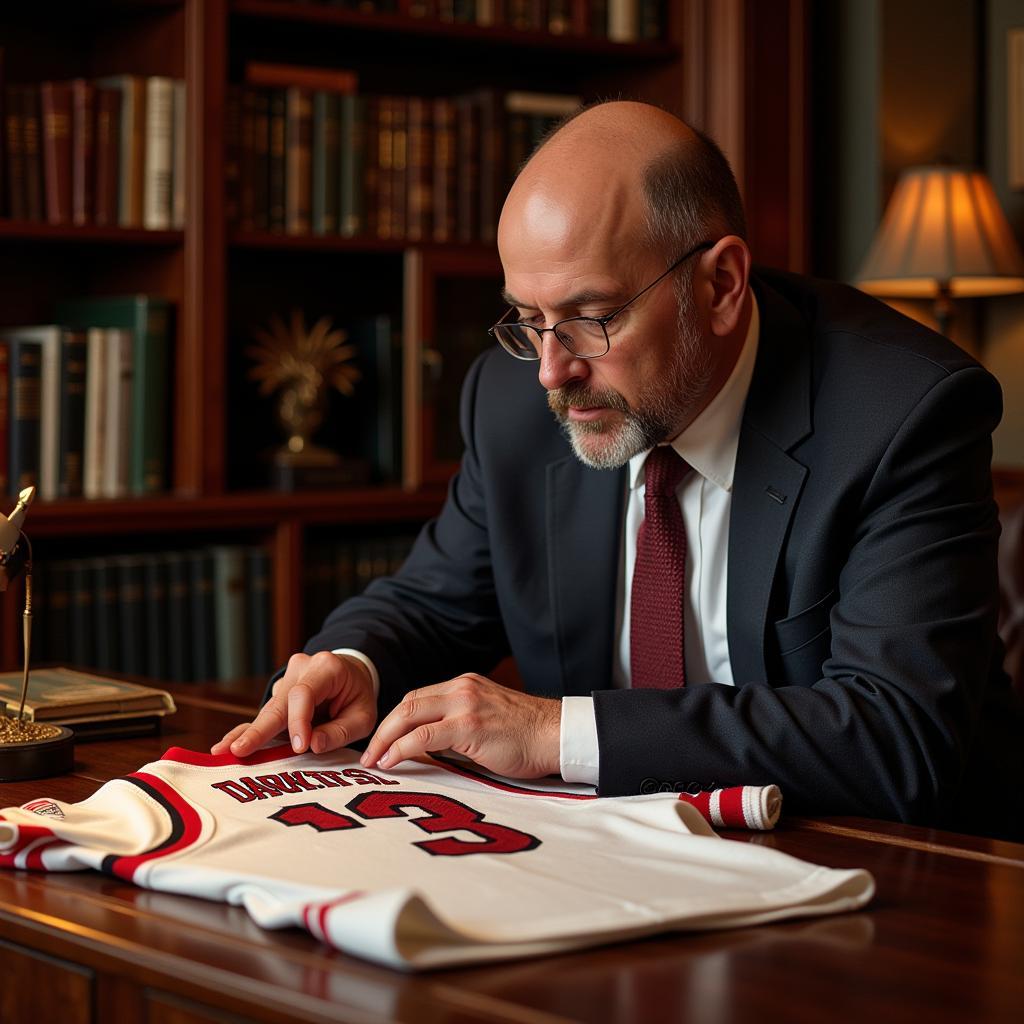 An appraiser examines a mystery autographed jersey, highlighting the factors that contribute to its value.