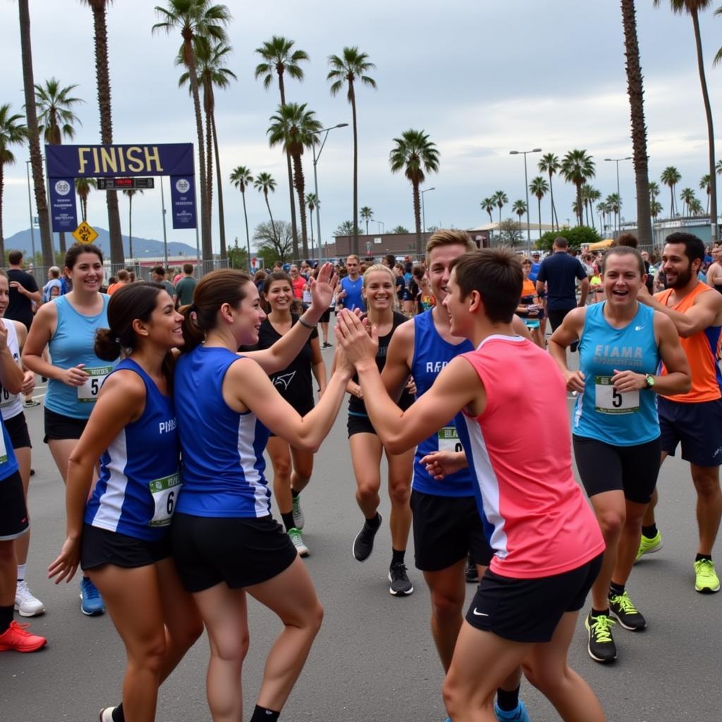  Runners celebrating after a 5k race in Naples, Florida.