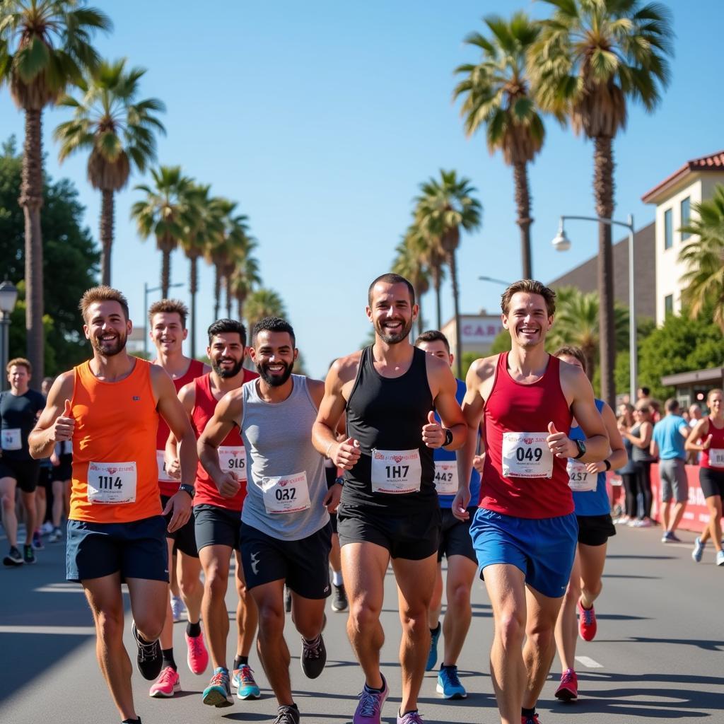 Runners crossing the finish line at a 5k race in Naples, Florida