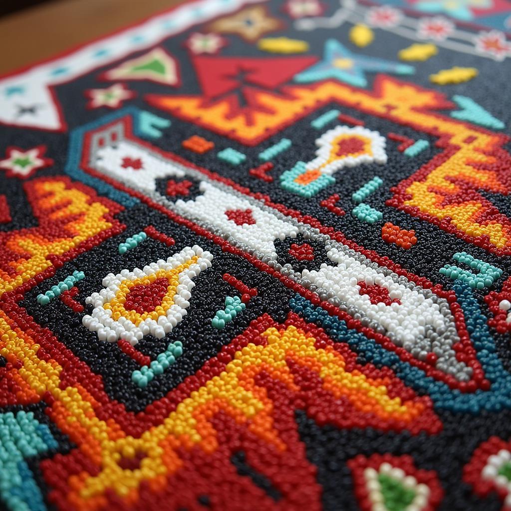 Plains Indian Beaded Table Runner Detail