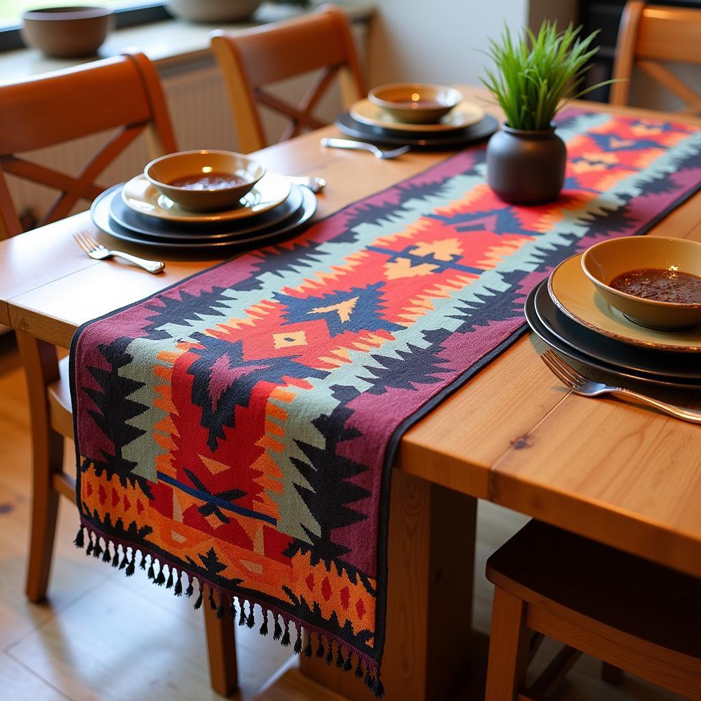 Southwestern Style Table Runner on a Dining Table