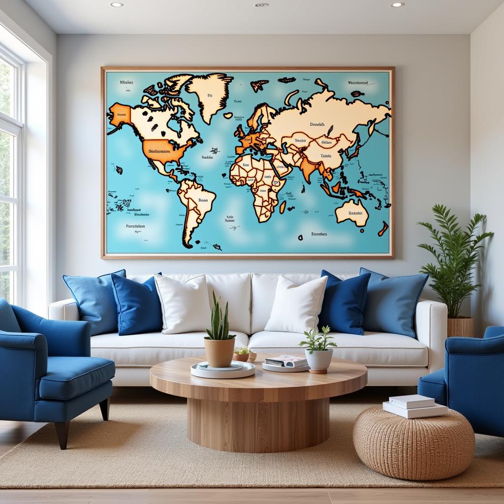 Nautical Map Wall Art in Living Room