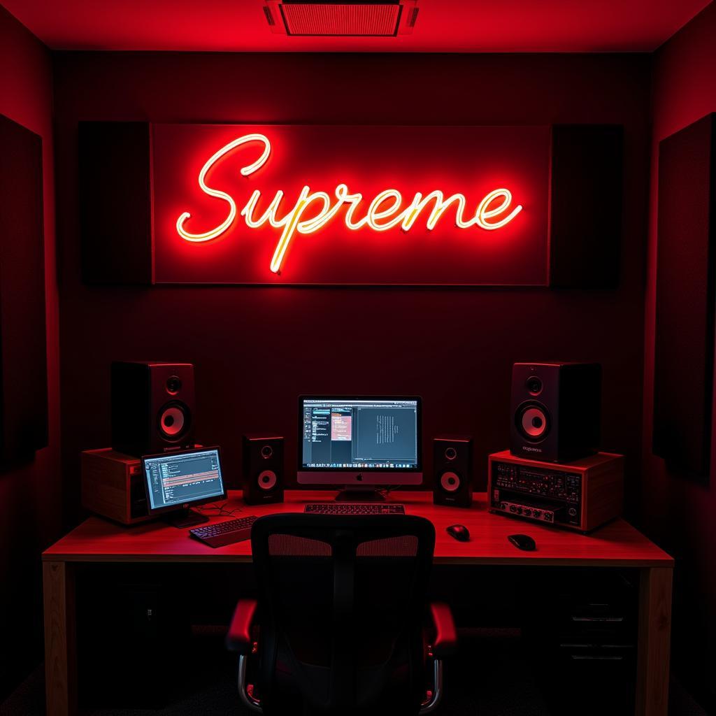 Neon Sign Supreme in a studio setup