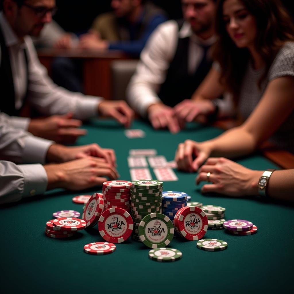 Poker Game in Progress Featuring Nevada Jacks Chips