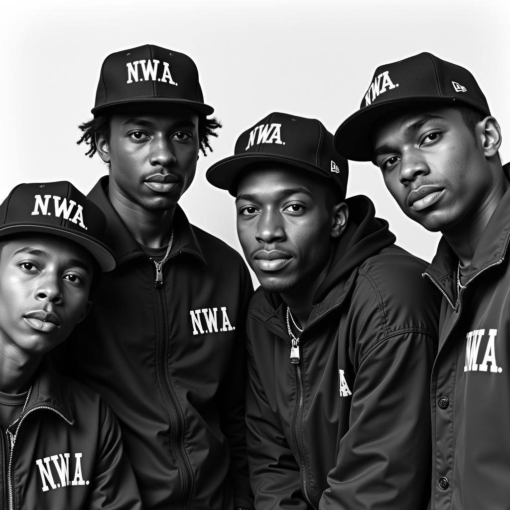 N.W.A. members wearing New Era Compton hats