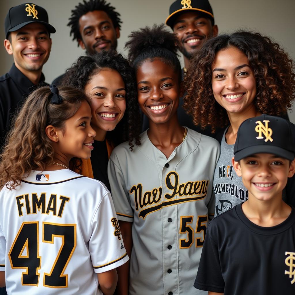 A group of New Orleans baseball fans celebrating together