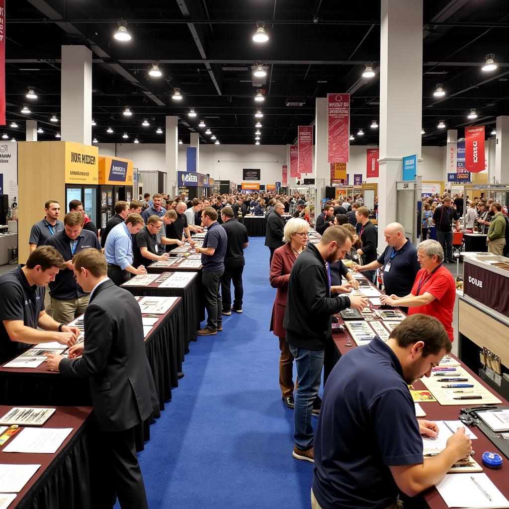 Attendees browsing pens at the New York Pen Show