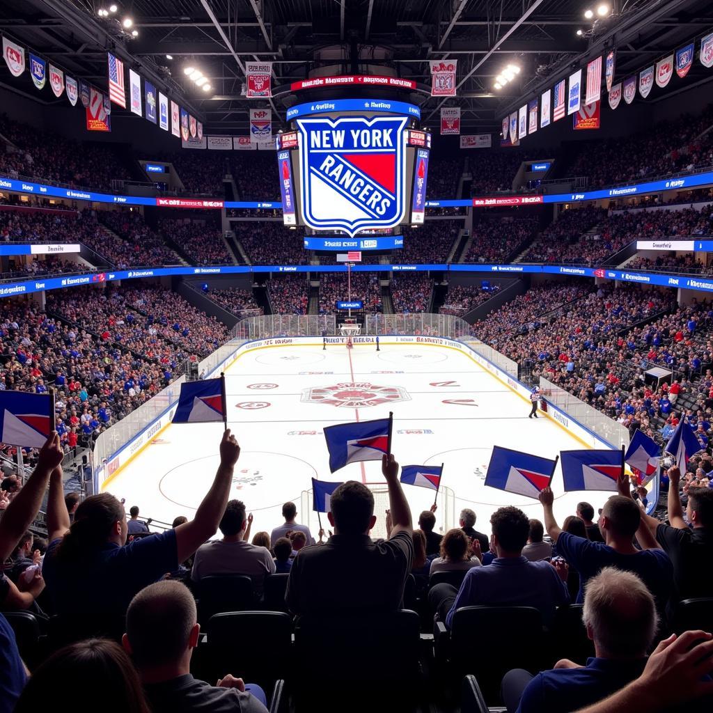 Rangers Flag Waving at Madison Square Garden