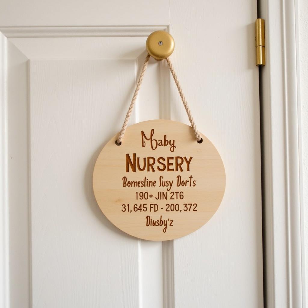 Wooden newborn door sign with baby name and birth details