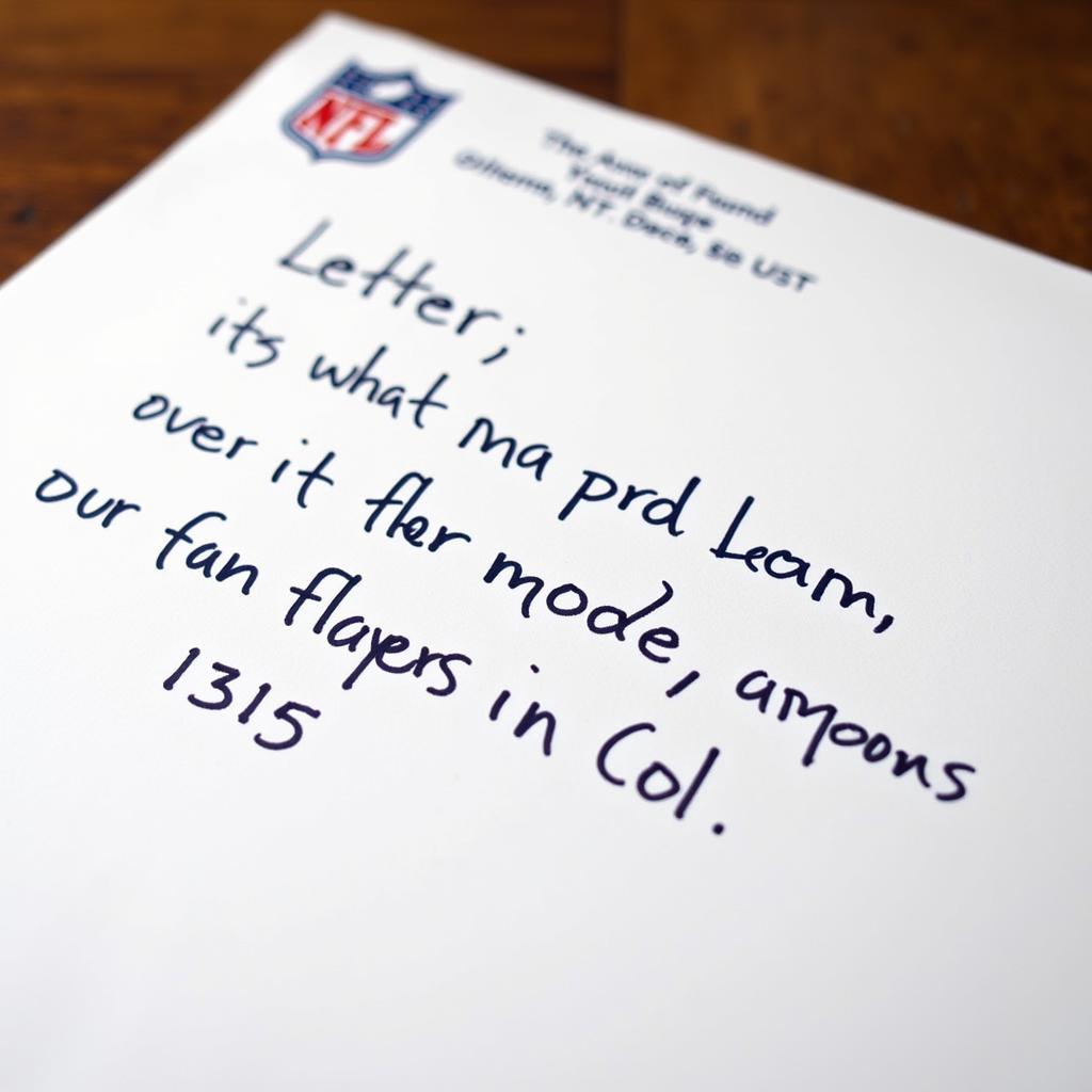 Example of an NFL Fan Mail Letter