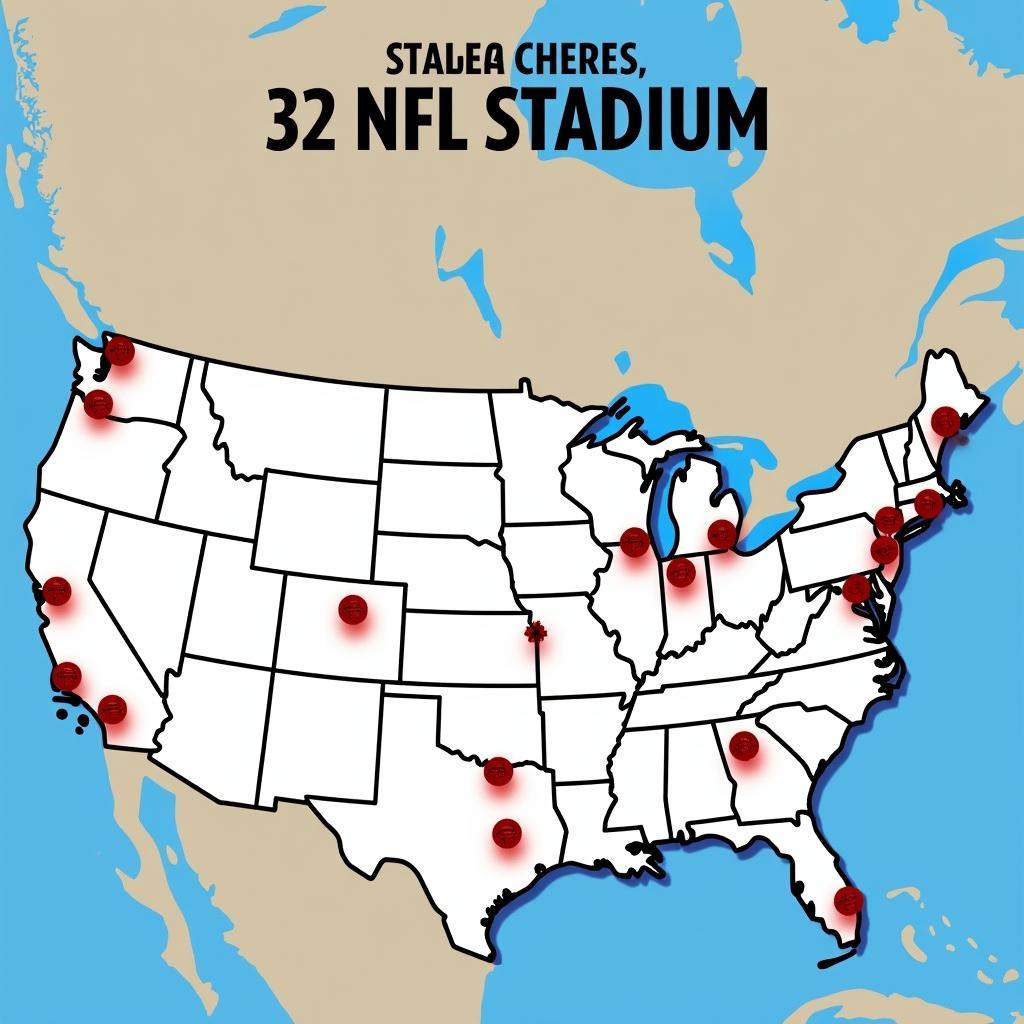 Map of NFL Team Stadiums