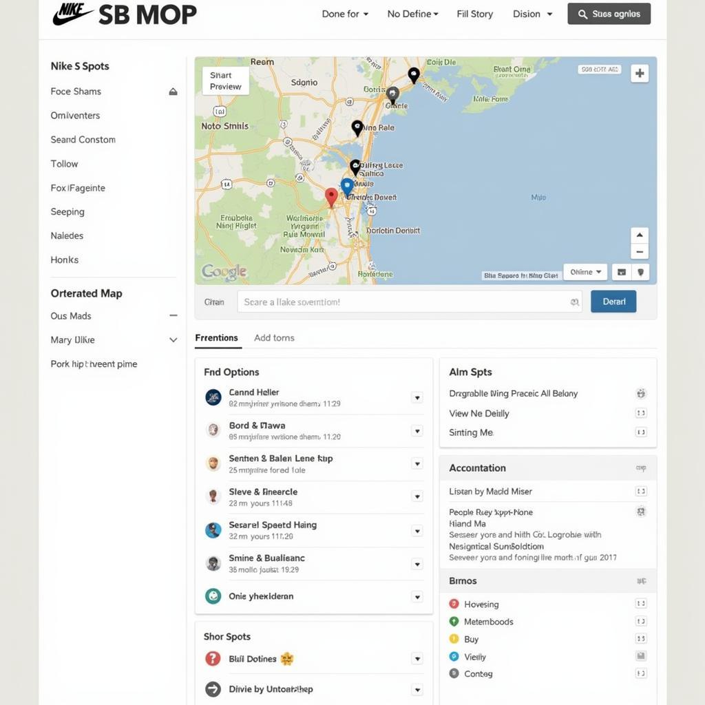 Screenshot of the Nike SB Map homepage