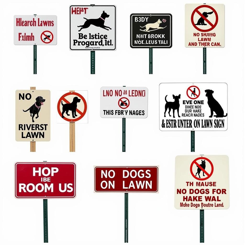 Variety of No Dogs on Lawn Signs