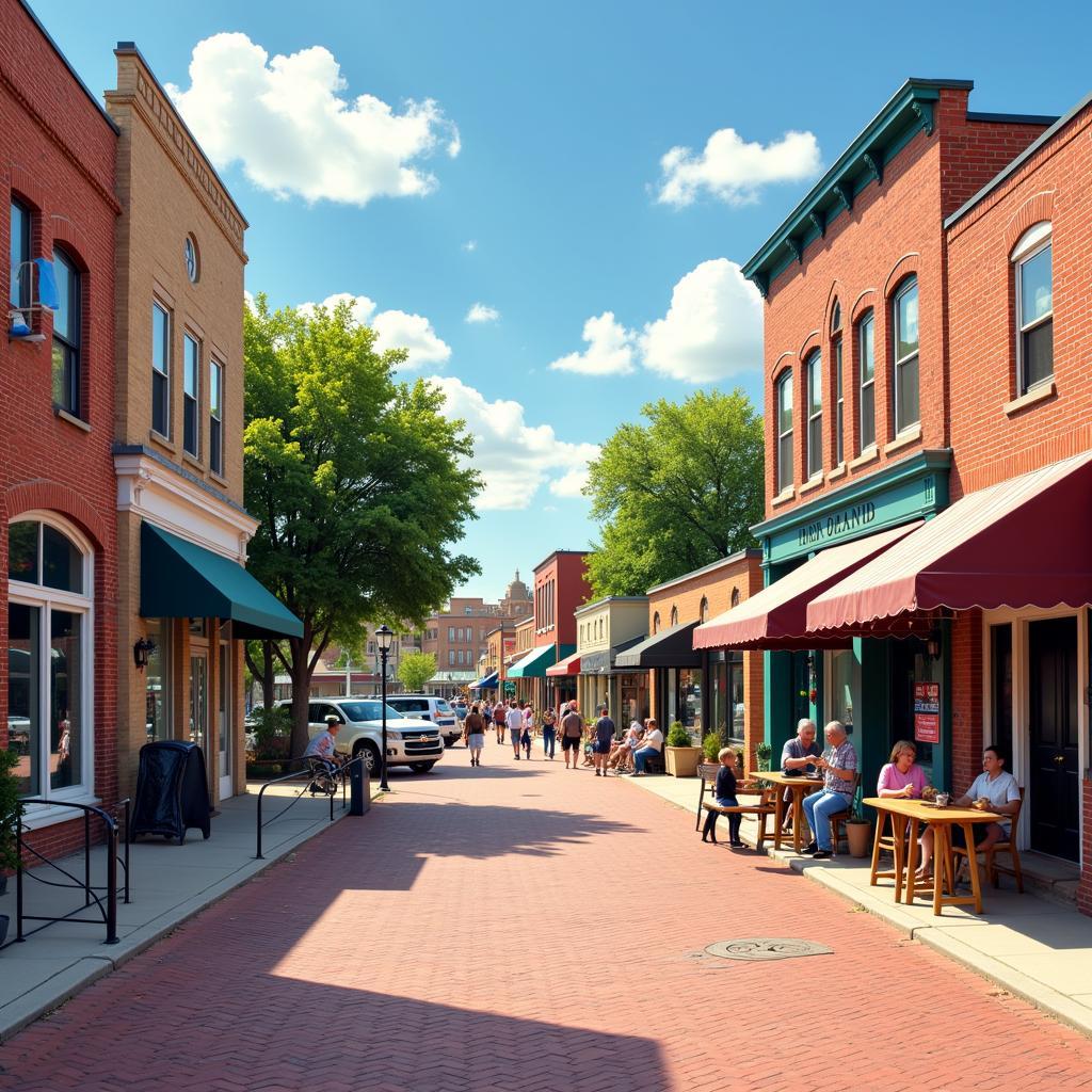 Bustling town square in Oakland, Nebraska