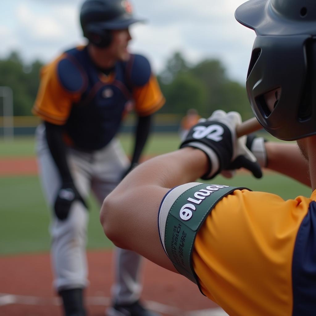 Baseball players using wristband signals