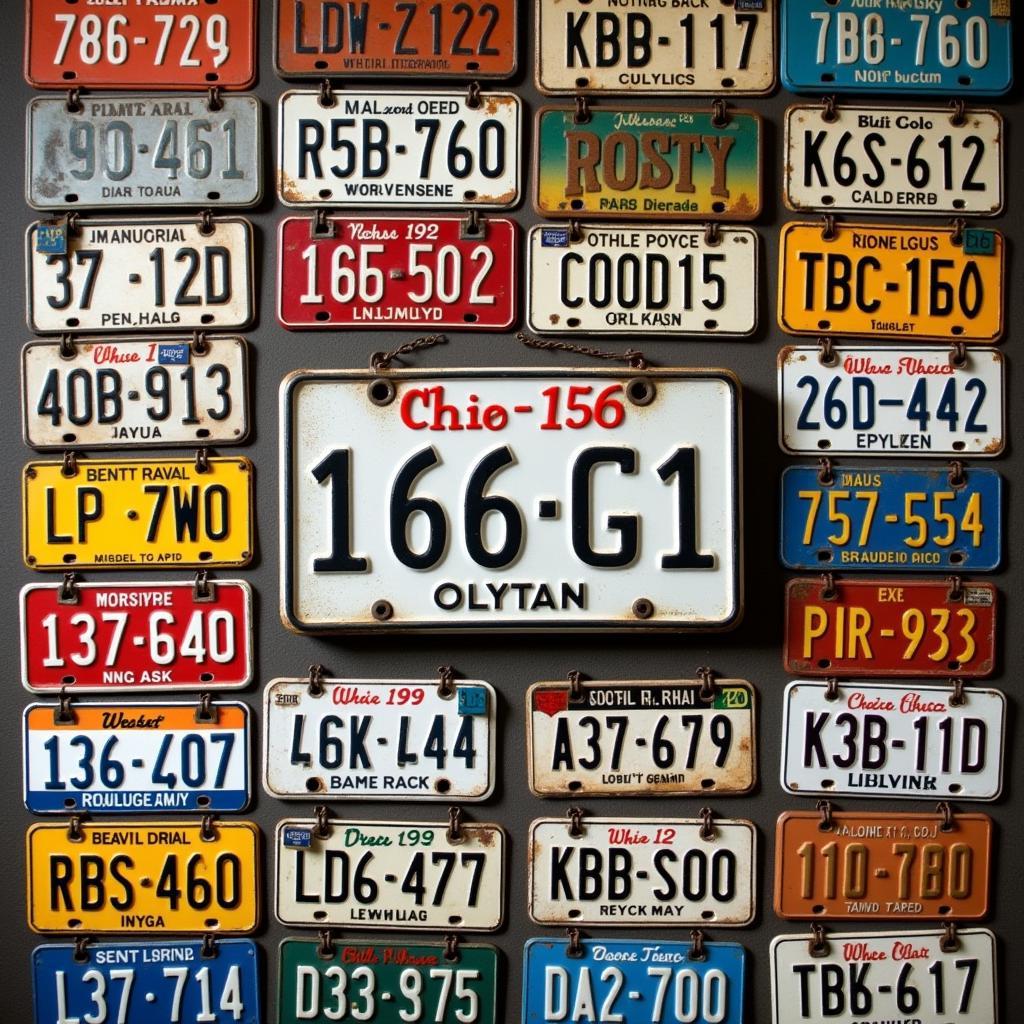 A Collection of Vintage Ohio License Plates