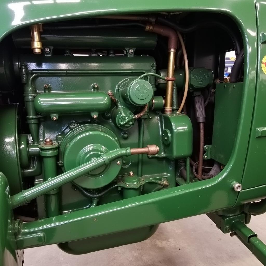 Close-up of an Oliver 66 tractor engine