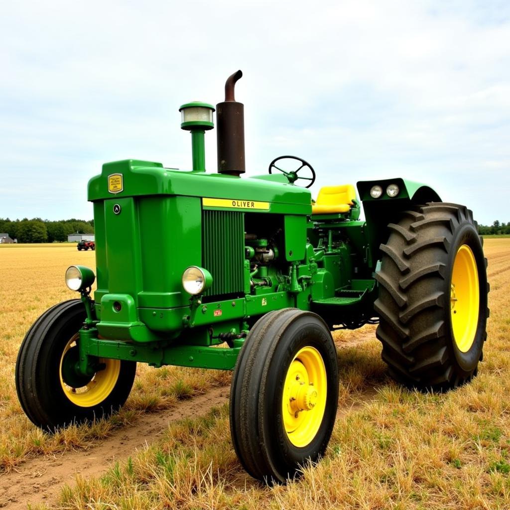 Oliver 66 tractor working in a field