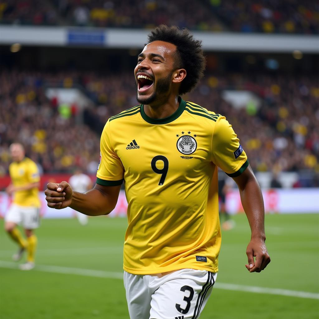 Omar Martinez celebrating a goal in his professional debut