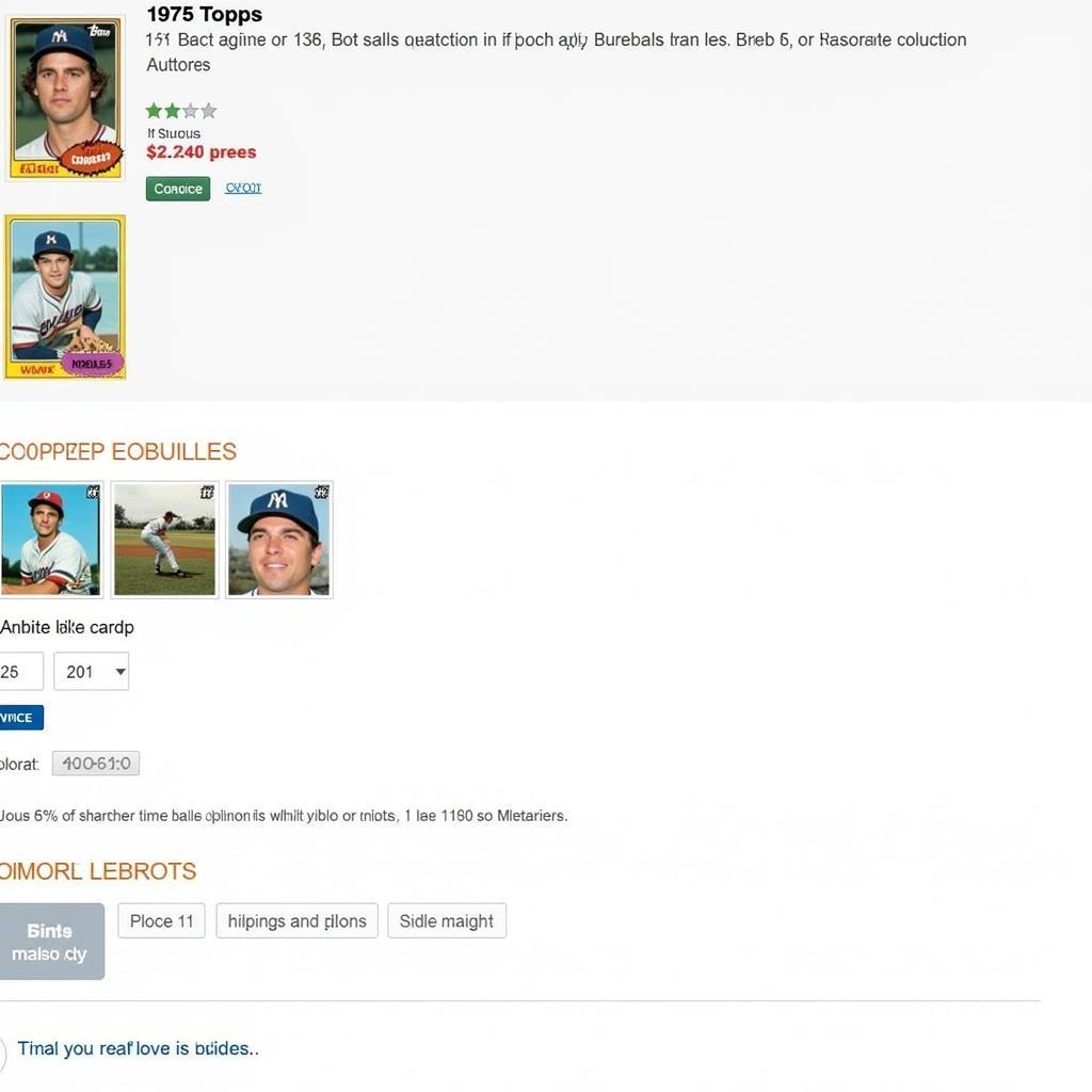 Online Auction Platform Listing 1975 Topps Baseball Cards