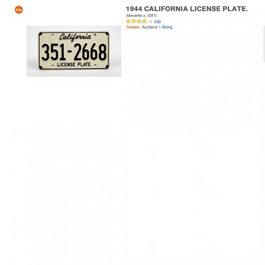 Online Auction Website Selling Vintage License Plates