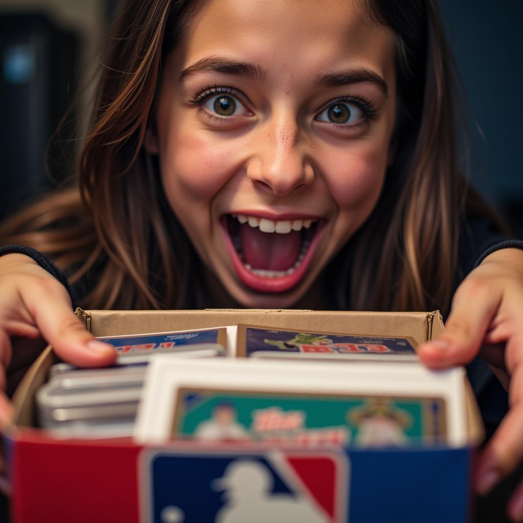 Fan Opening an MLB Card Box