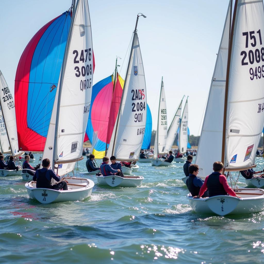 Young sailors competing in the Optimist Nationals