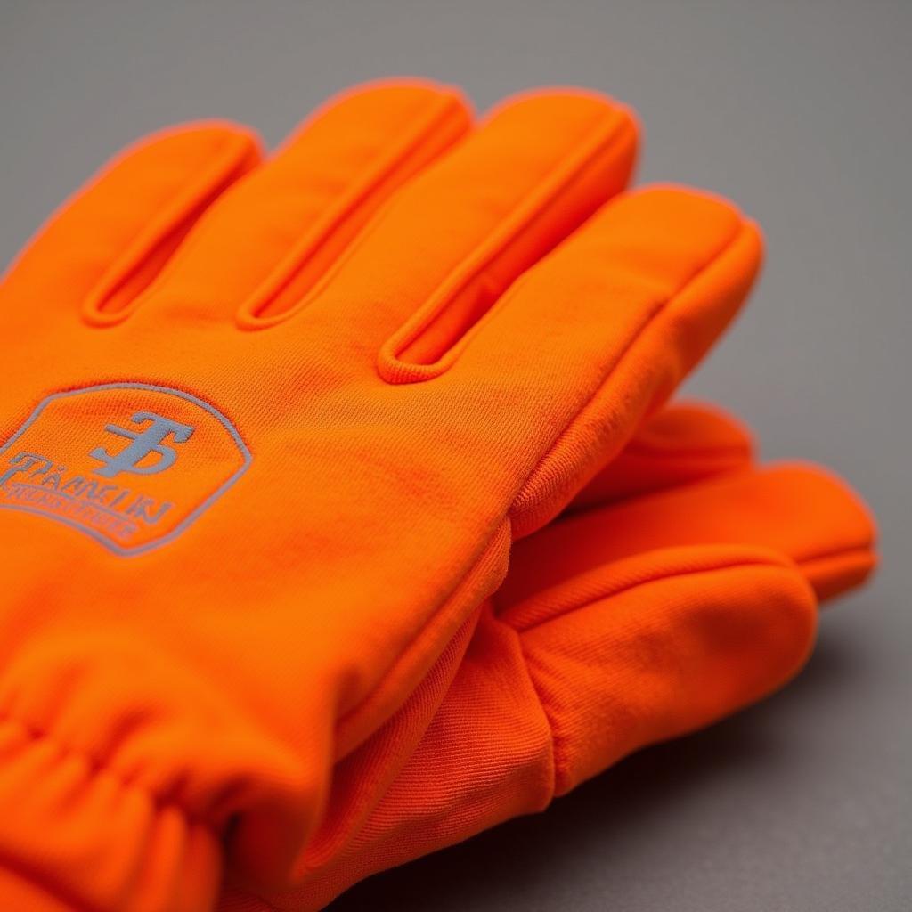 Close-up of orange Franklin batting gloves