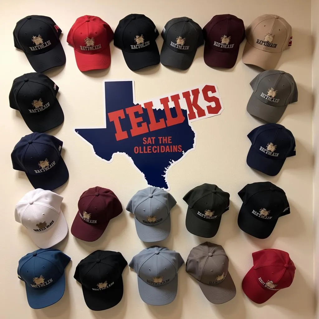 Organized Hat Wall with Texas Decal