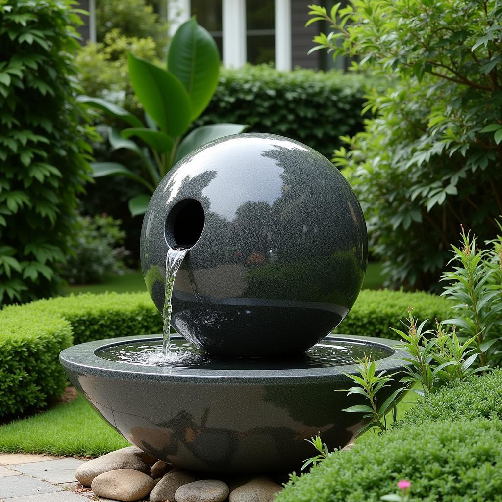 Modern Sphere Ball Water Fountain Enhancing Garden Ambiance