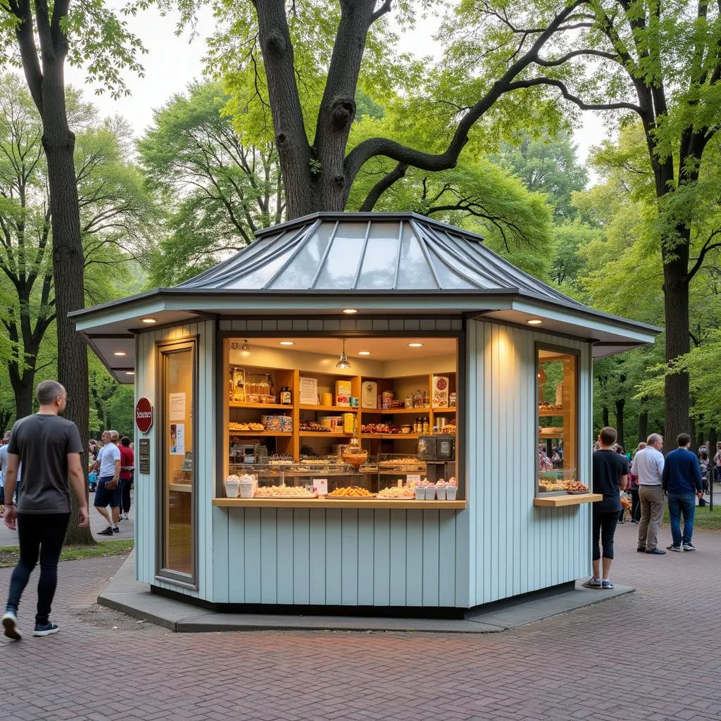 Attractive outdoor kiosk in a park setting