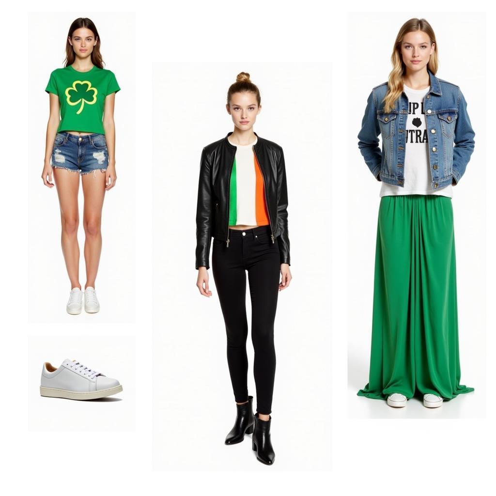 Different outfits styled with Saint Patrick's Day crop tops