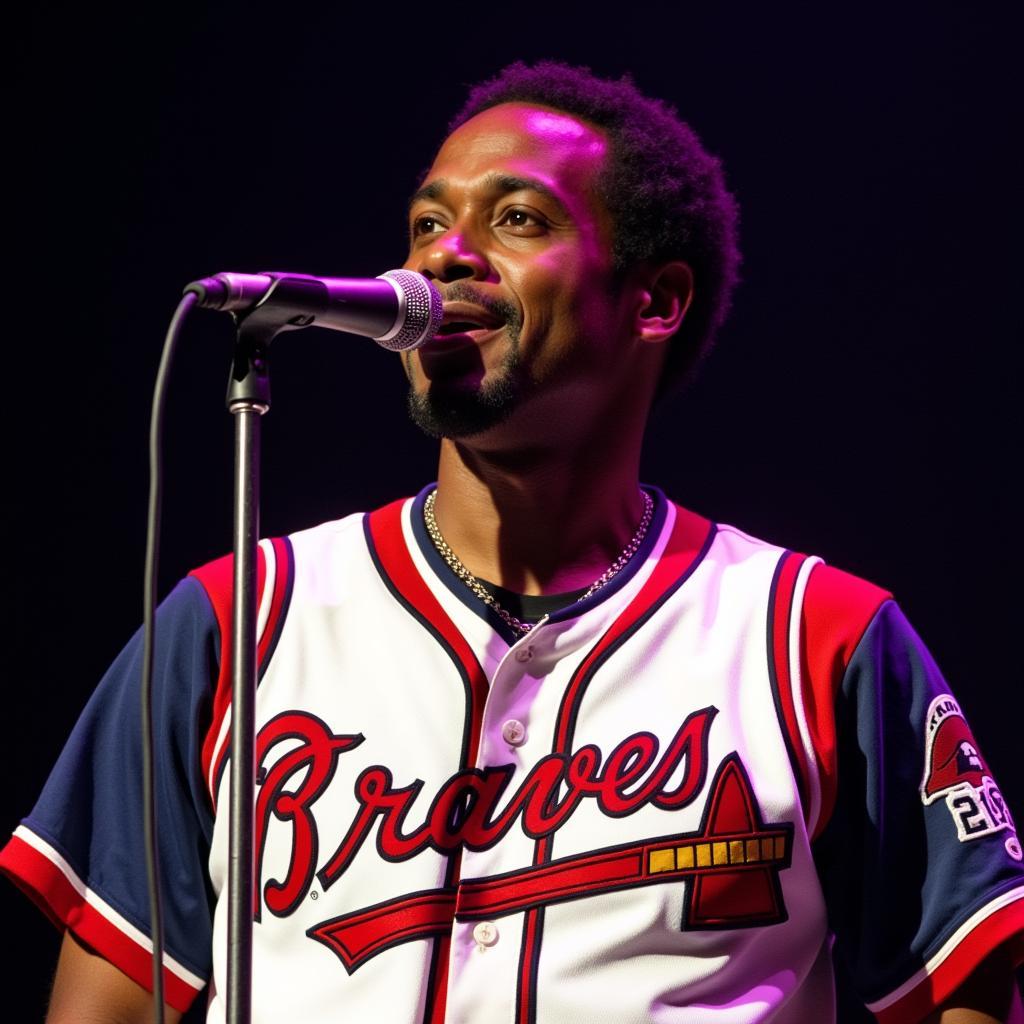 Andre 3000 in the Outkast Atlanta Braves Jersey