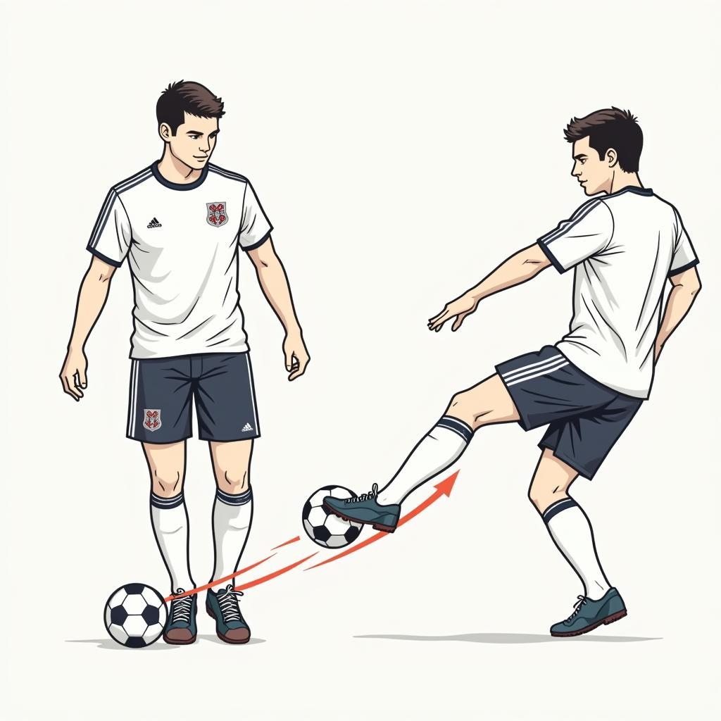 Curving the ball with the outside of the laces