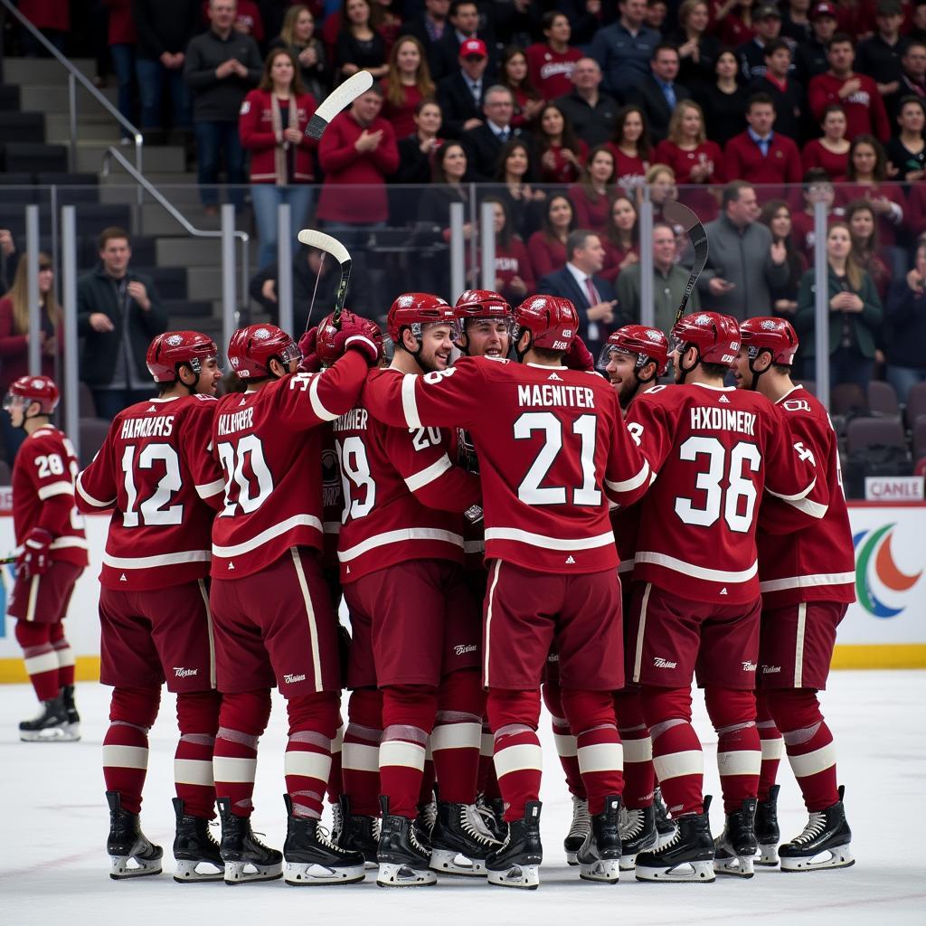 Teammates celebrating a victory