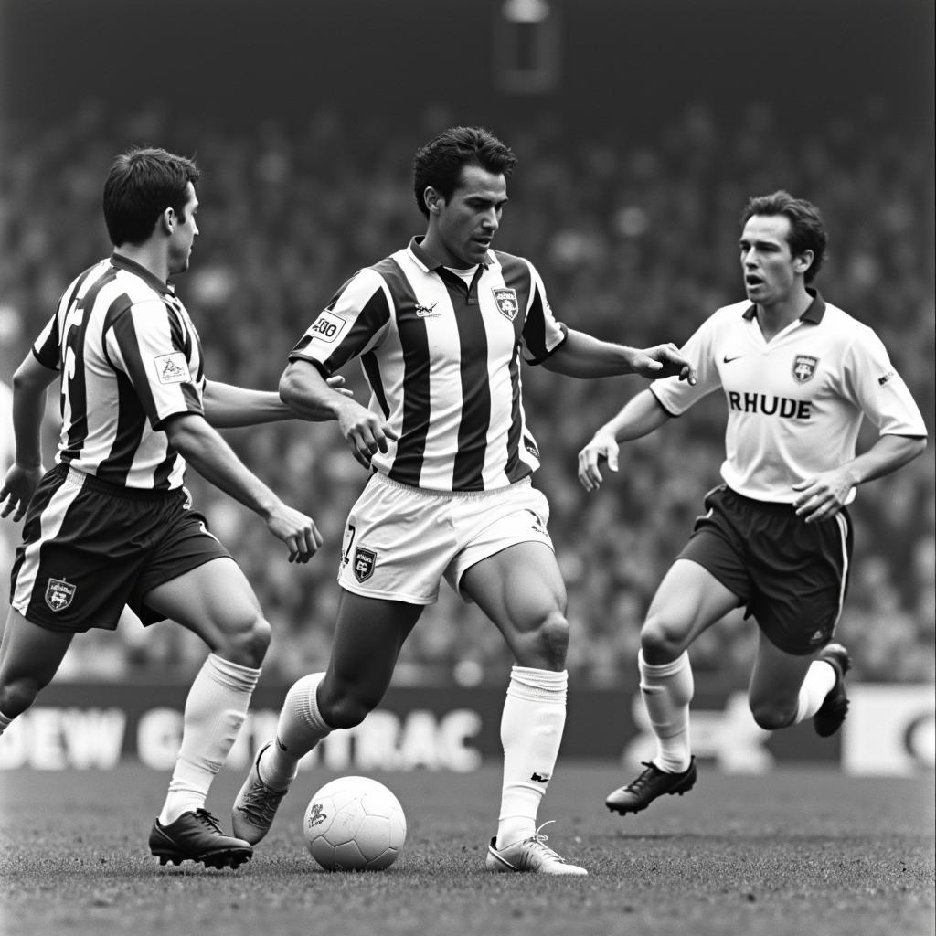 Pacheco in his Athletic Bilbao kit, controlling the ball with precision.