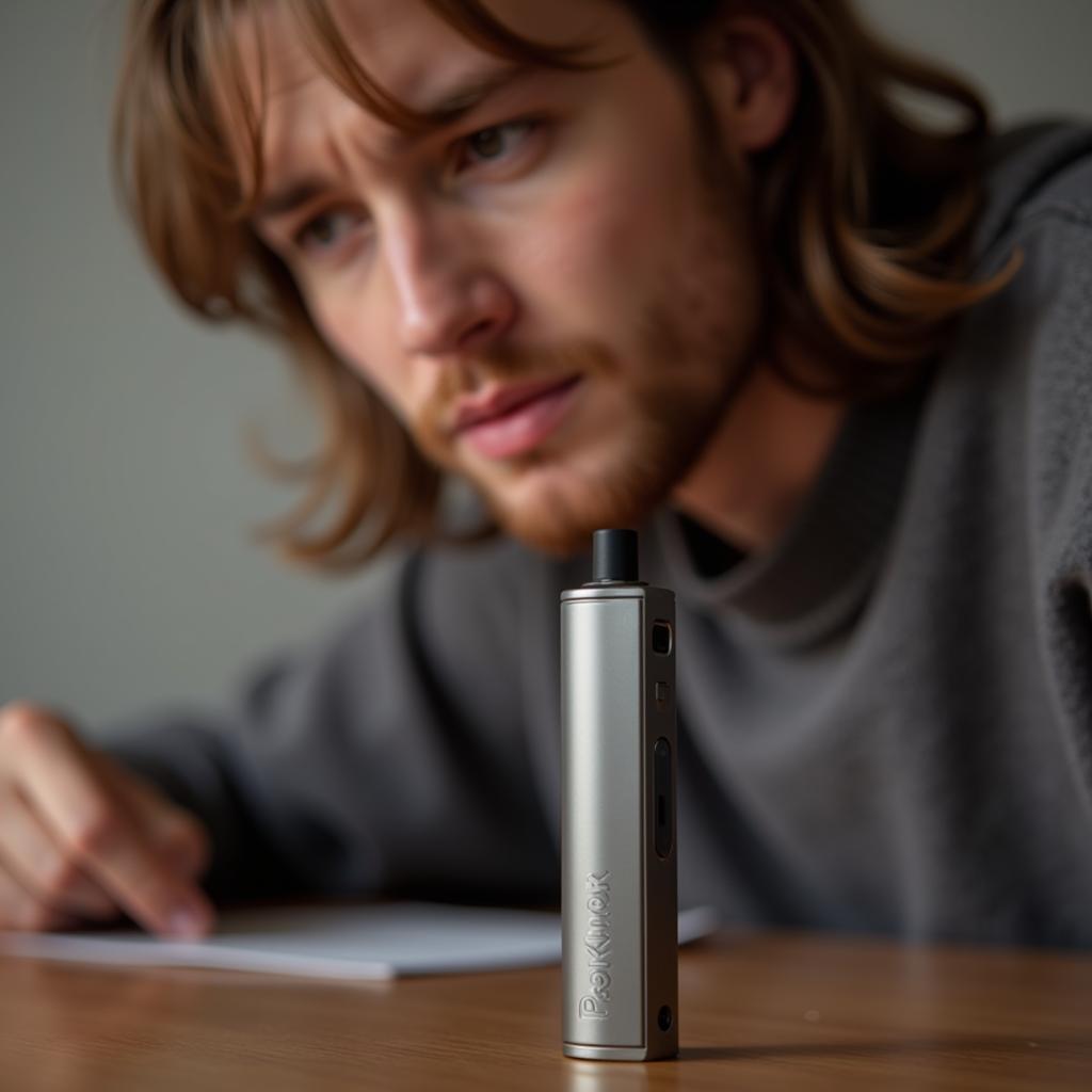 Close-up of a Packman disposable vape that won't hit.