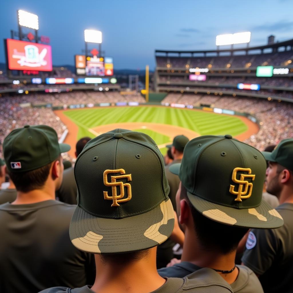 Padres Players Wearing Military Hats During Game