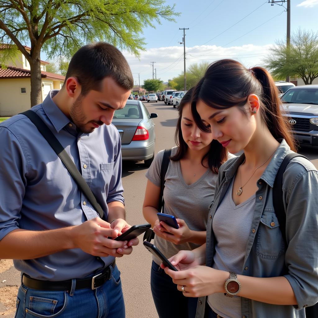 Parker Residents Checking News on Smartphones