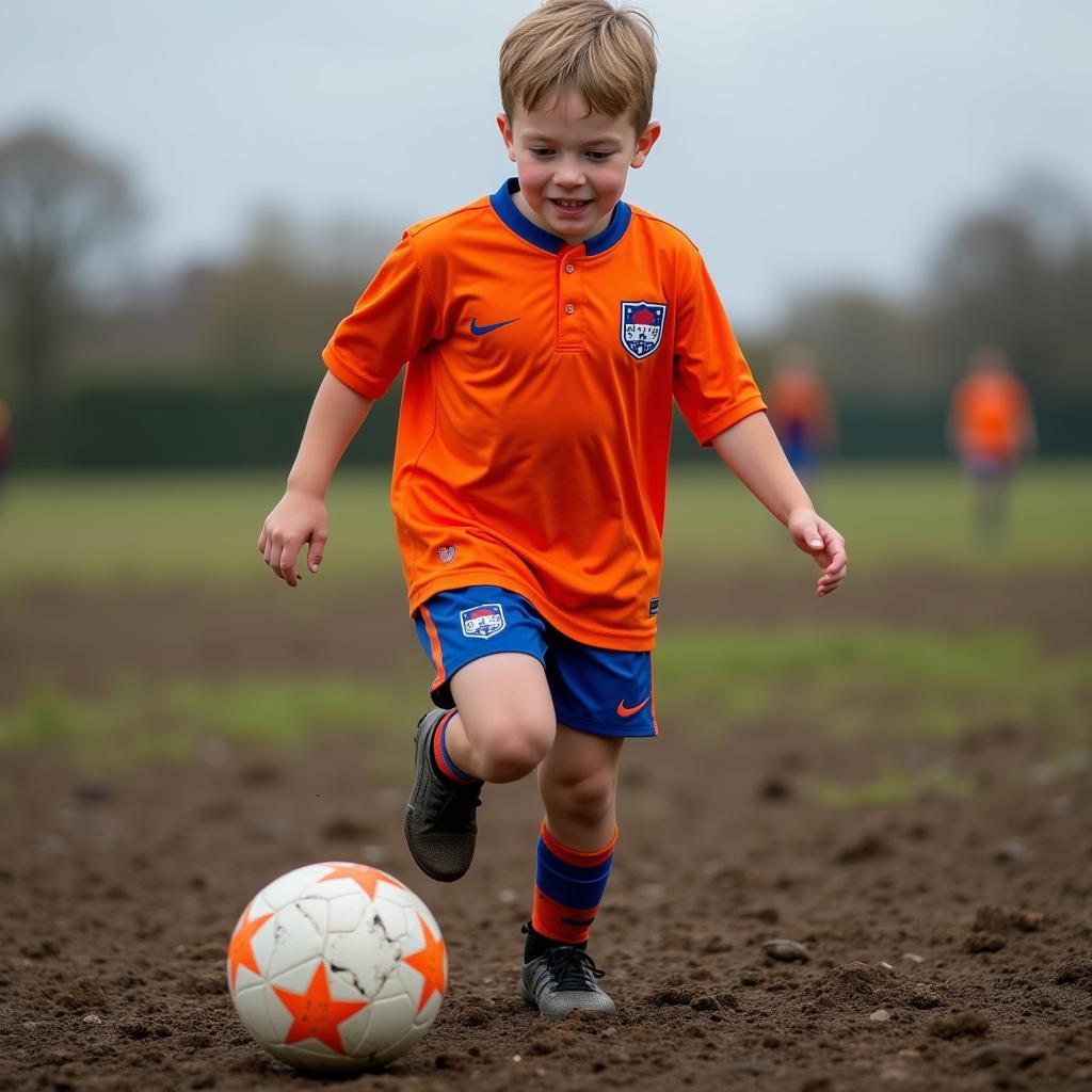 Young Frenkie de Jong dribbling the ball