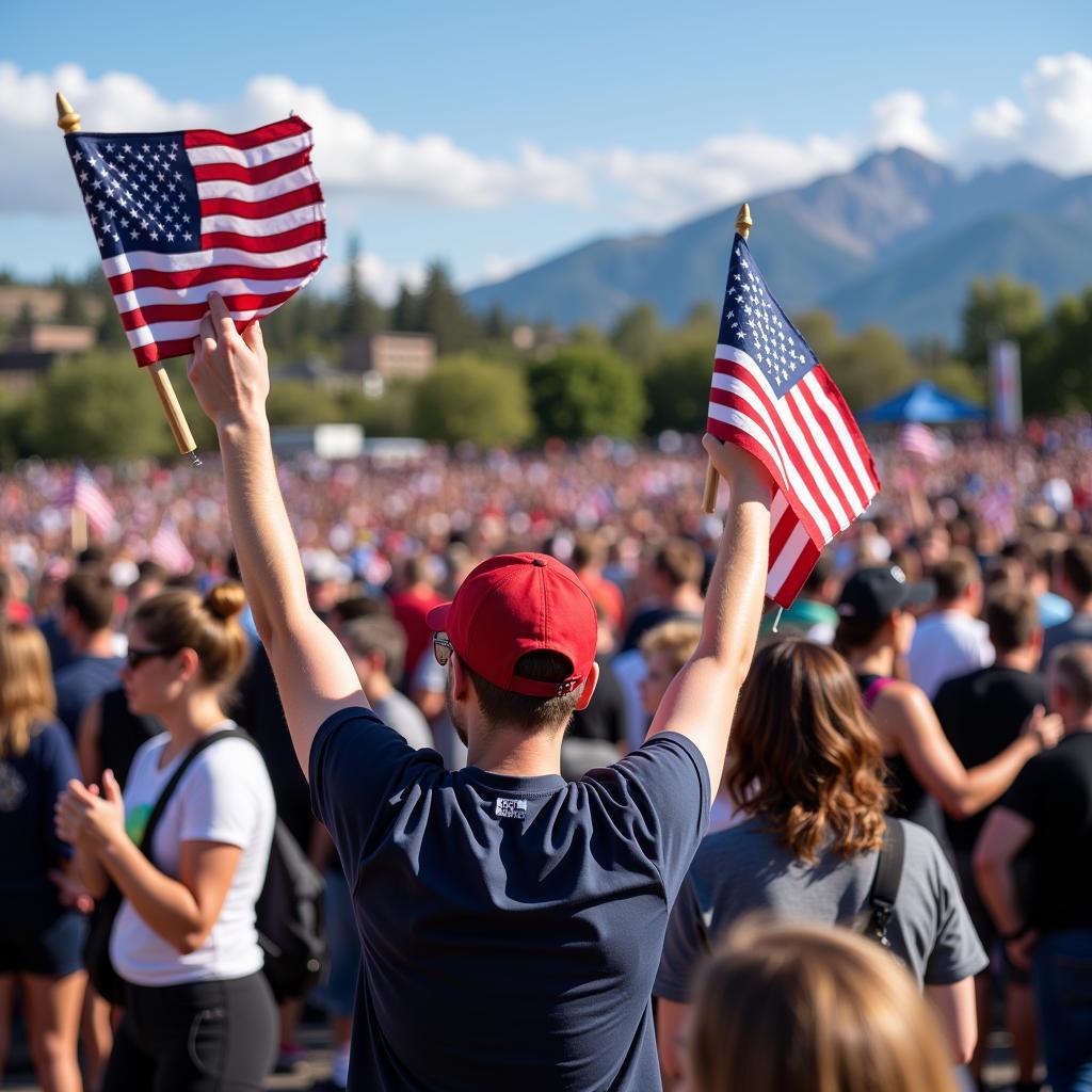 Attendees and participants celebrating at Patriot Games Colorado.