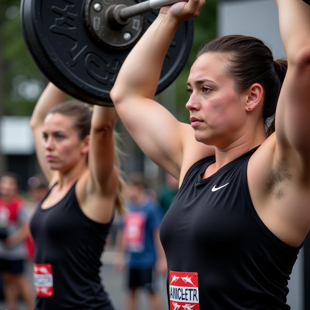 Competitors participating in the Patriot Games Colorado weightlifting challenge.