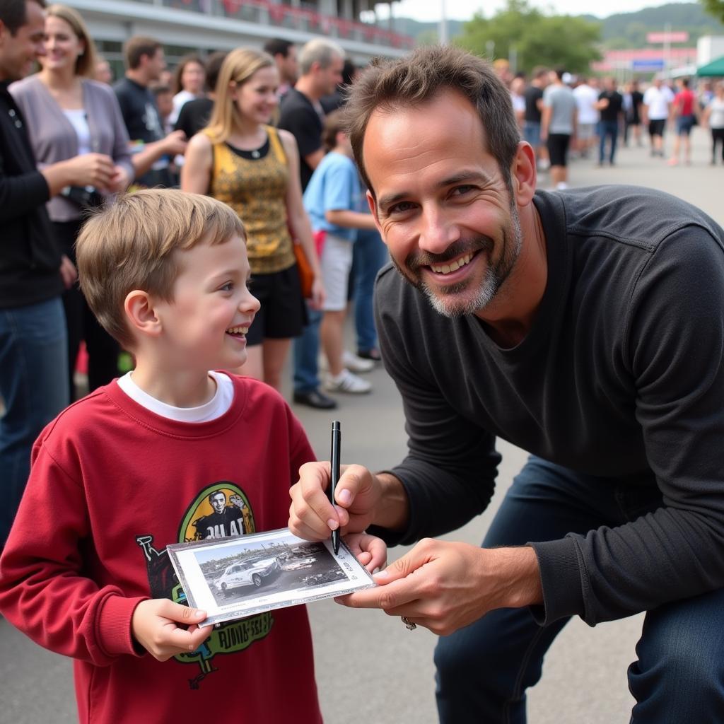 Paul Walker signed photo with a fan