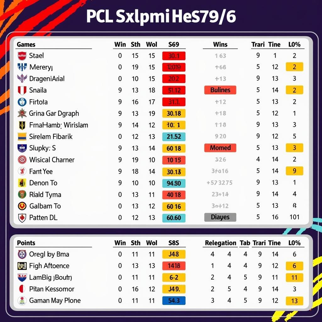 PCL Soccer Standings Table Example