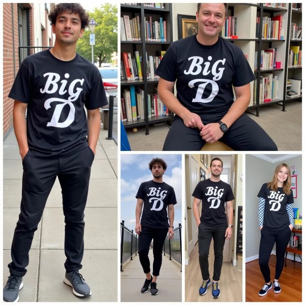 Diverse group of people styling the &quot;Big D Energy&quot; shirt