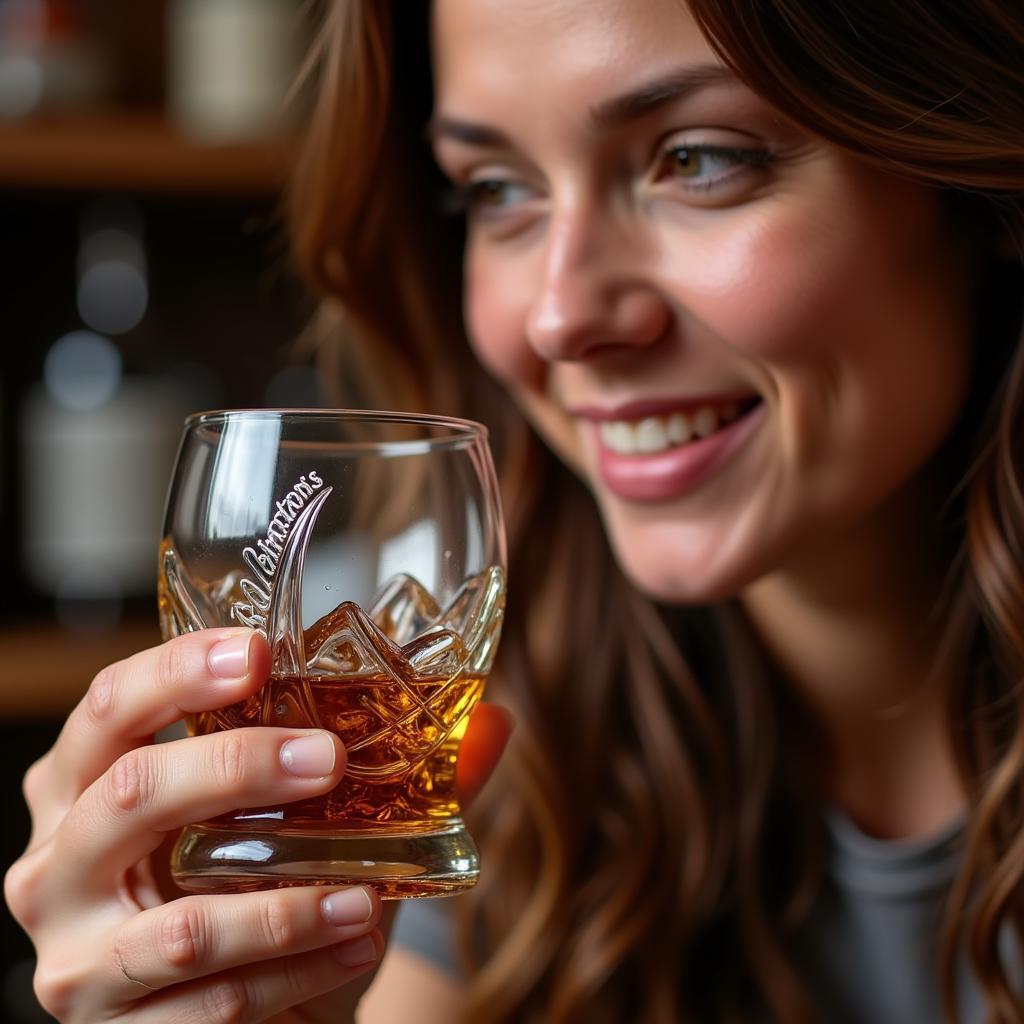 A person savoring a glass of Blanton's Bourbon neat