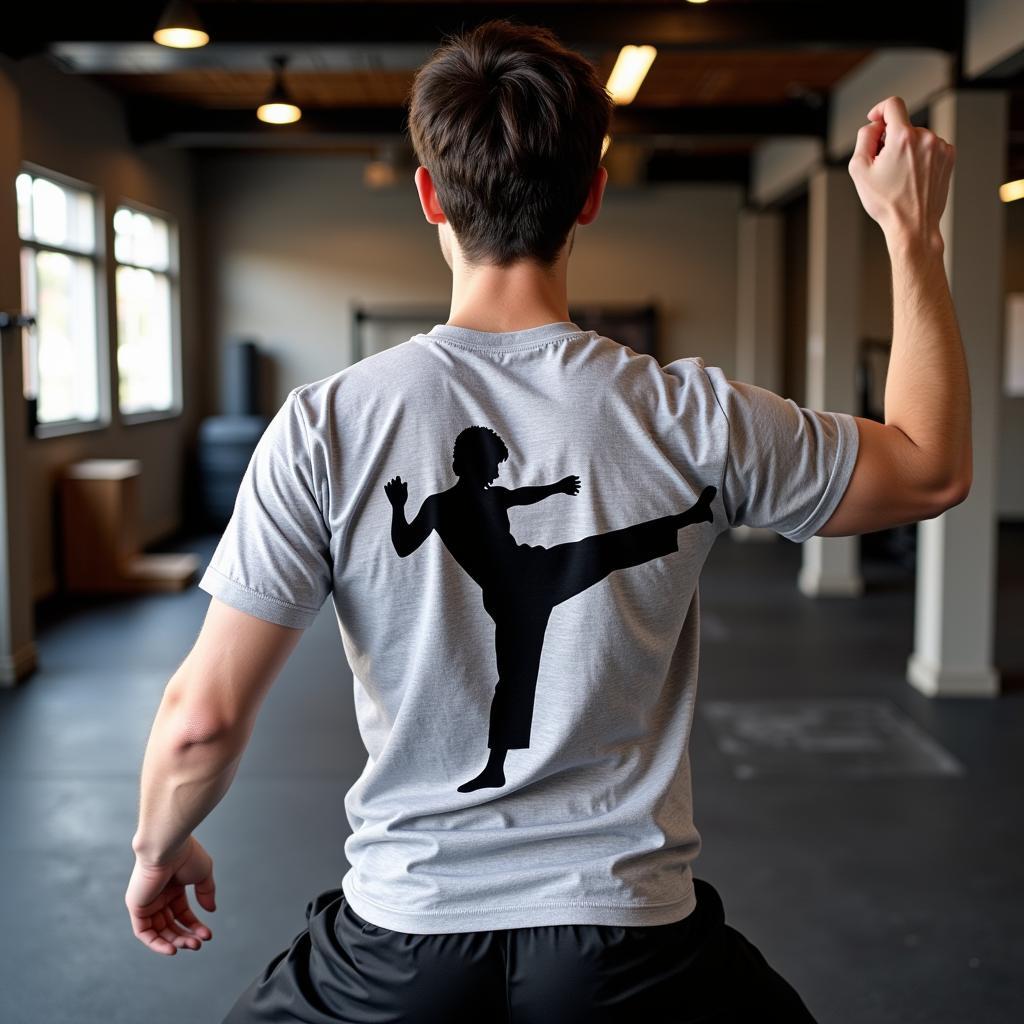 Person training in a Bruce Lee tee