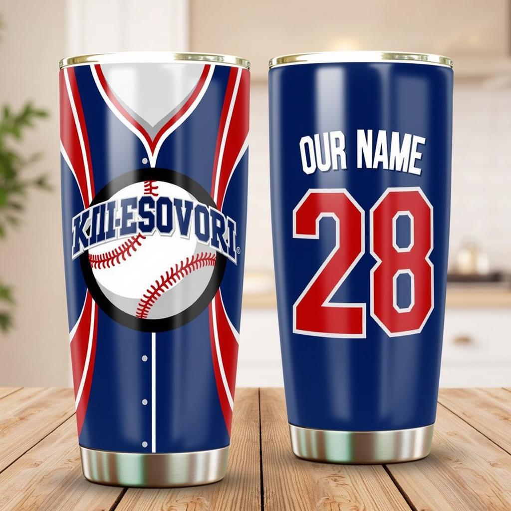 Personalized Baseball Tumbler Wrap with Name and Team Logo